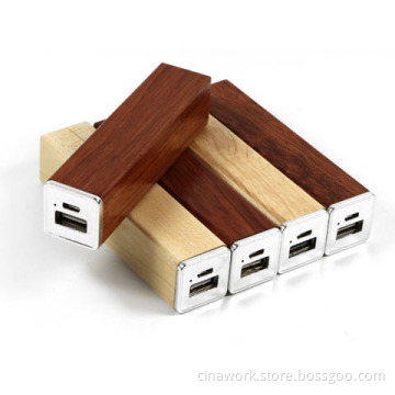 2600mAh Wooden Power Bank USB Portable External Battery Charger